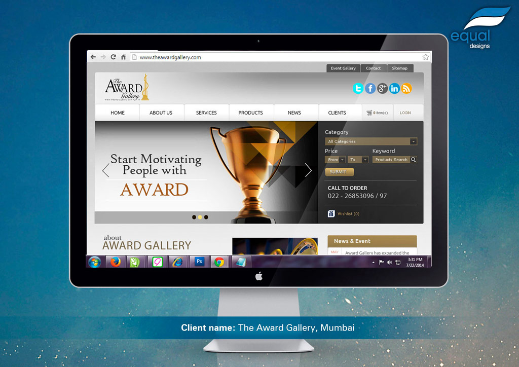 Website Design for The Award Gallery